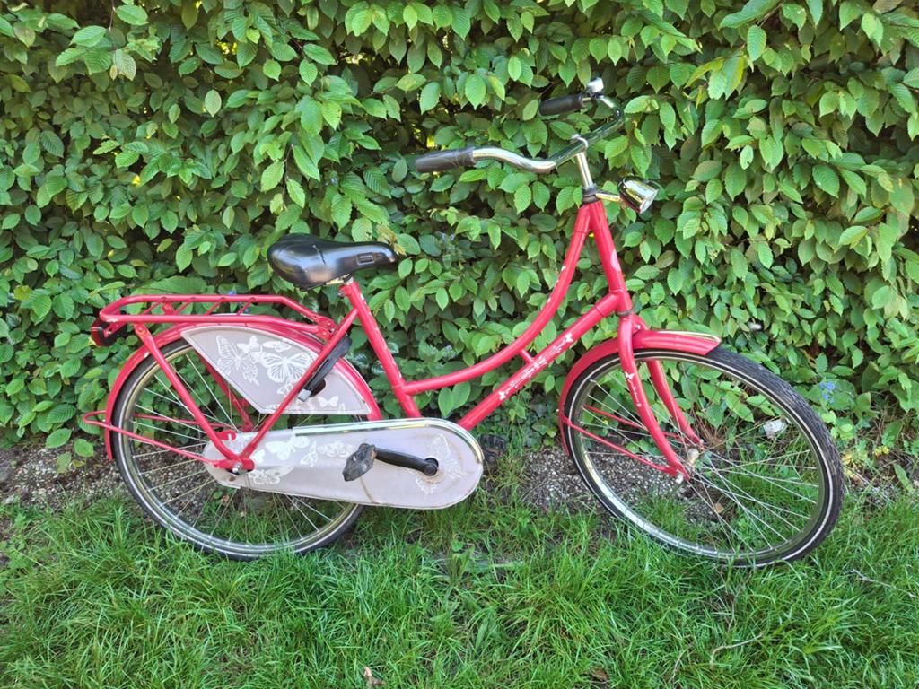 Roze/rode cortina kinderfiets, Fietsen en Brommers, Fietsen | Dames | Damesfietsen, Gebruikt, Overige merken, Minder dan 47 cm