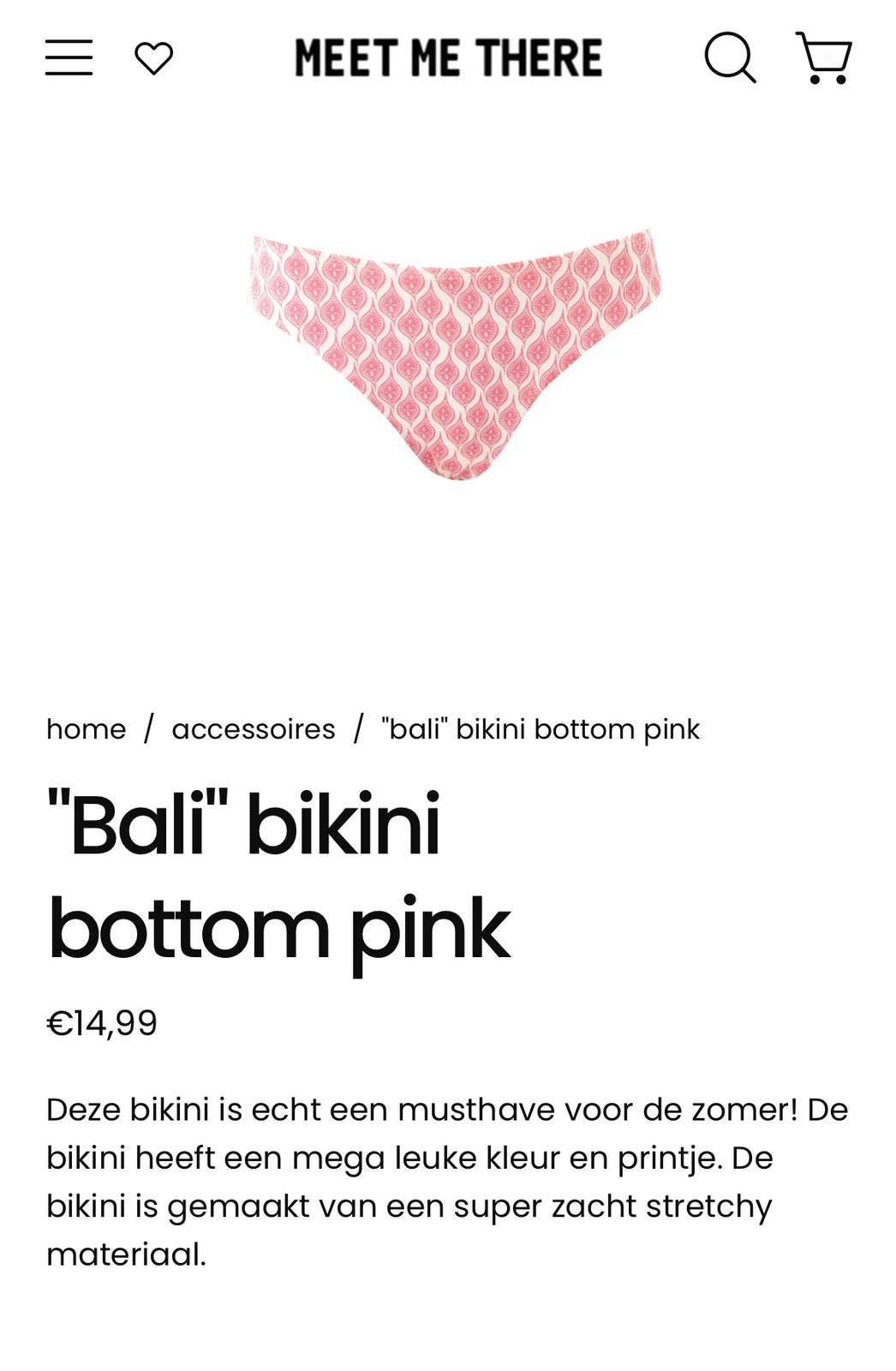 Meet me there Bali bikinibroekje xs, Ophalen of Verzenden, Zo goed als nieuw, Roze, Bikini