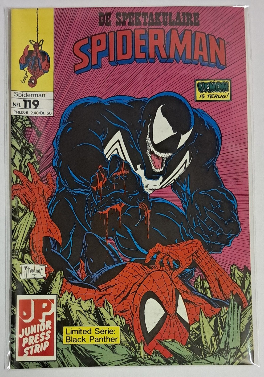 De Spektakulaire Spiderman 119 ( Juniorpress 1989 )., Eén comic, Europa, Ophalen of Verzenden, Zo goed als nieuw