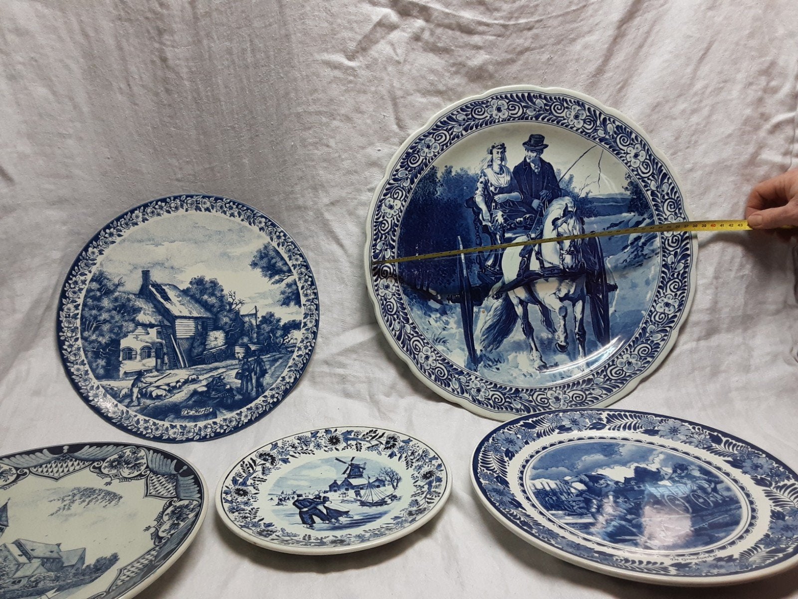 Set van 5 Delfts Blauwe Wandborden - Diverse Scènes, Ophalen of Verzenden