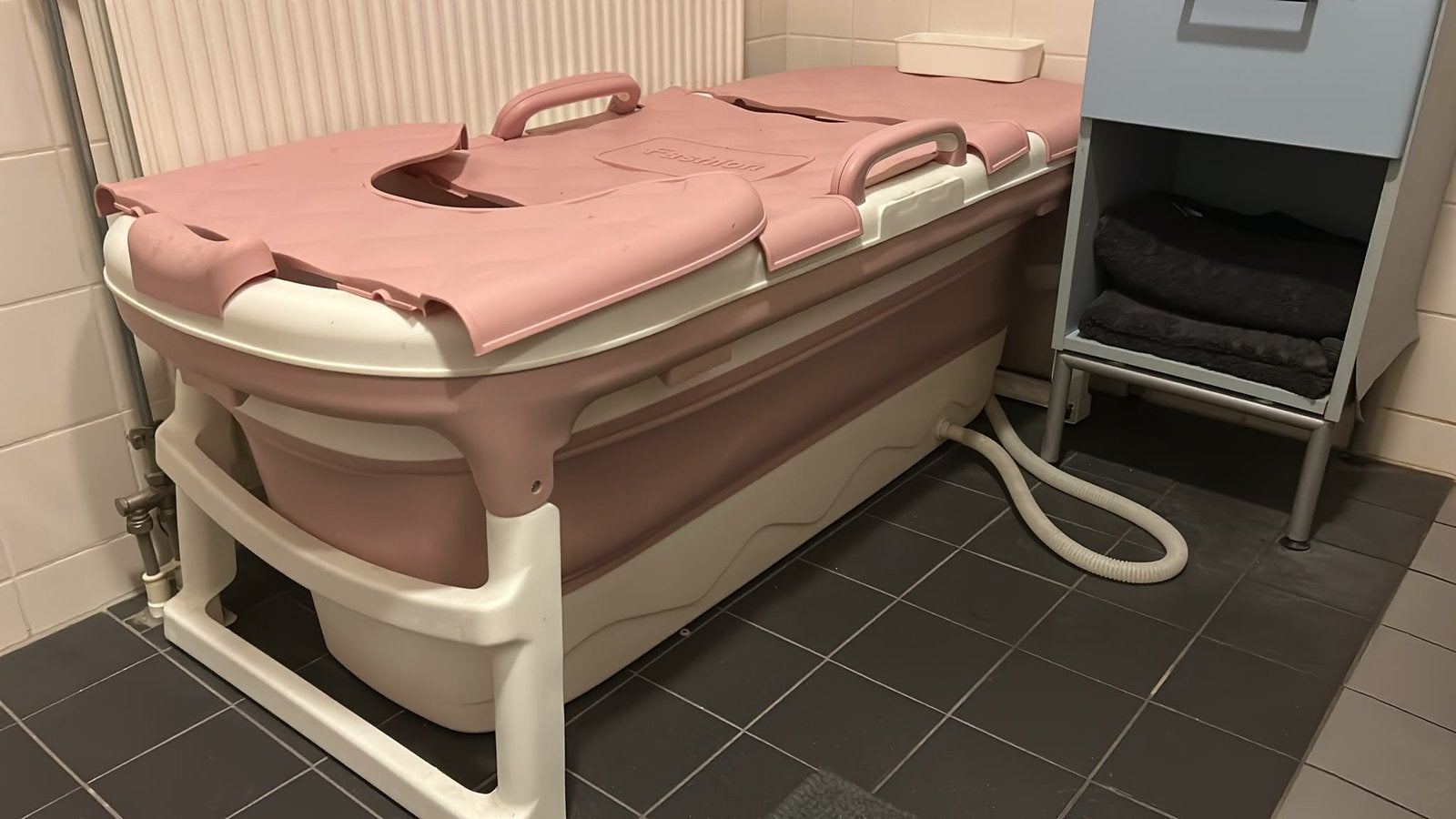 Bad inklapbaar kunststof kleur wit roze, Ophalen, Gebruikt