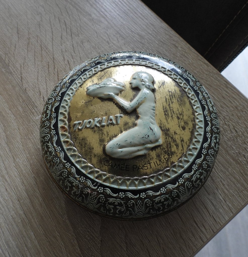 Vintage Tjoklat blikje rond - Camee Pastilles, Verzamelen, Blikken, Ophalen of Verzenden, Gebruikt, Overige, Overige merken