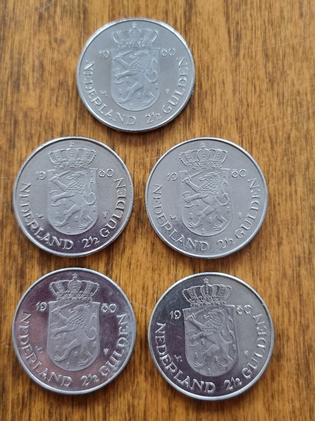 5x 2½ Gulden Beatrix 1980 - Zilveren Herdenkingsmunt, Ophalen of Verzenden, Koningin Beatrix, 2½ gulden