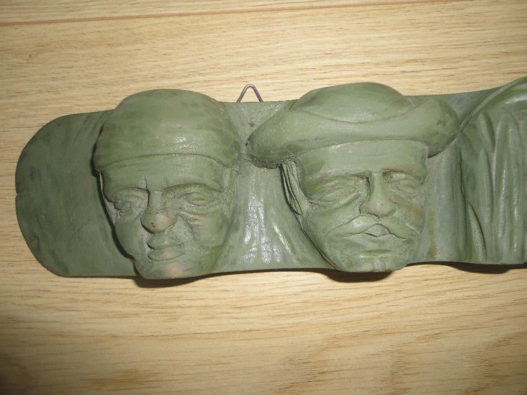 Oud houten pijpenrek met 5 houtsnijwerk hoofden gezichten, Verzamelen, Ophalen of Verzenden, Gebruikt, Overige typen