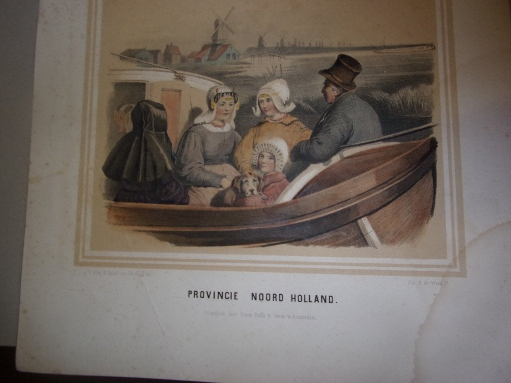 Klederdracht. Bing & Braet. Noord-Holland. Trekschuit, Sjees, 1800 - 1899, Ophalen of Verzenden, Blanco verso, 38 cm