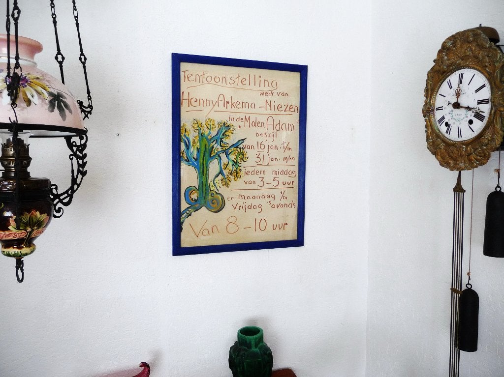 affiche van de Groninger Ploeg schilder Henny Arkema, Ophalen of Verzenden, Achter glas, Overige onderwerpen