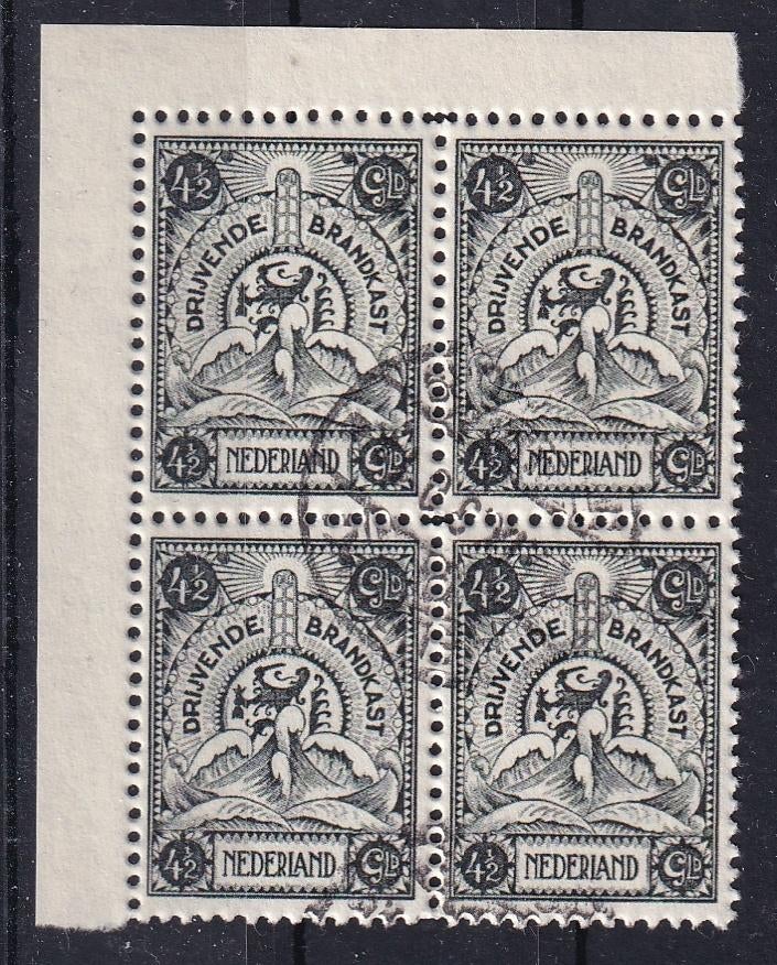 X120a) 1921 Brandkast nr BK6 gest blok van 4 geen garantie, Postzegels en Munten, Verzenden, T/m 1940, Gestempeld