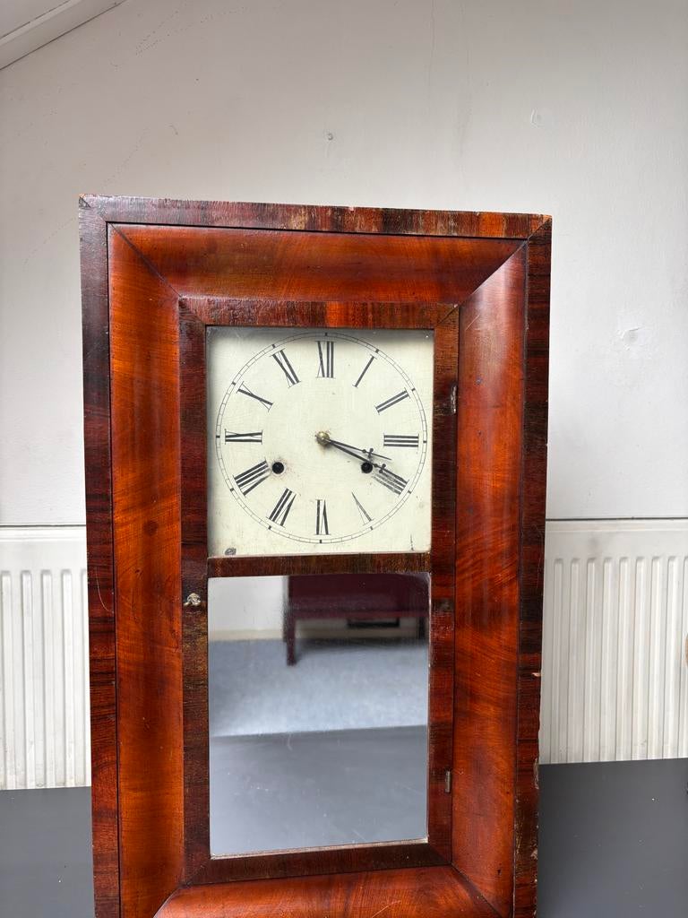 Antieke Jerome & Co. New Haven Klok - Prachtig  Houten Kast, Ophalen
