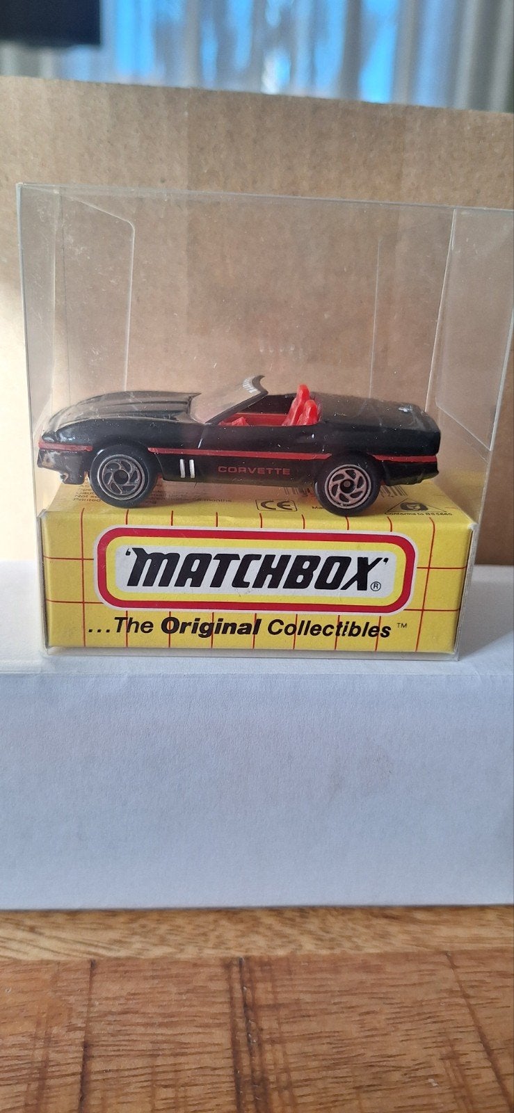 Matchbox Corvette - Zwart met Rode Interieur, Ophalen of Verzenden, Zo goed als nieuw, Auto