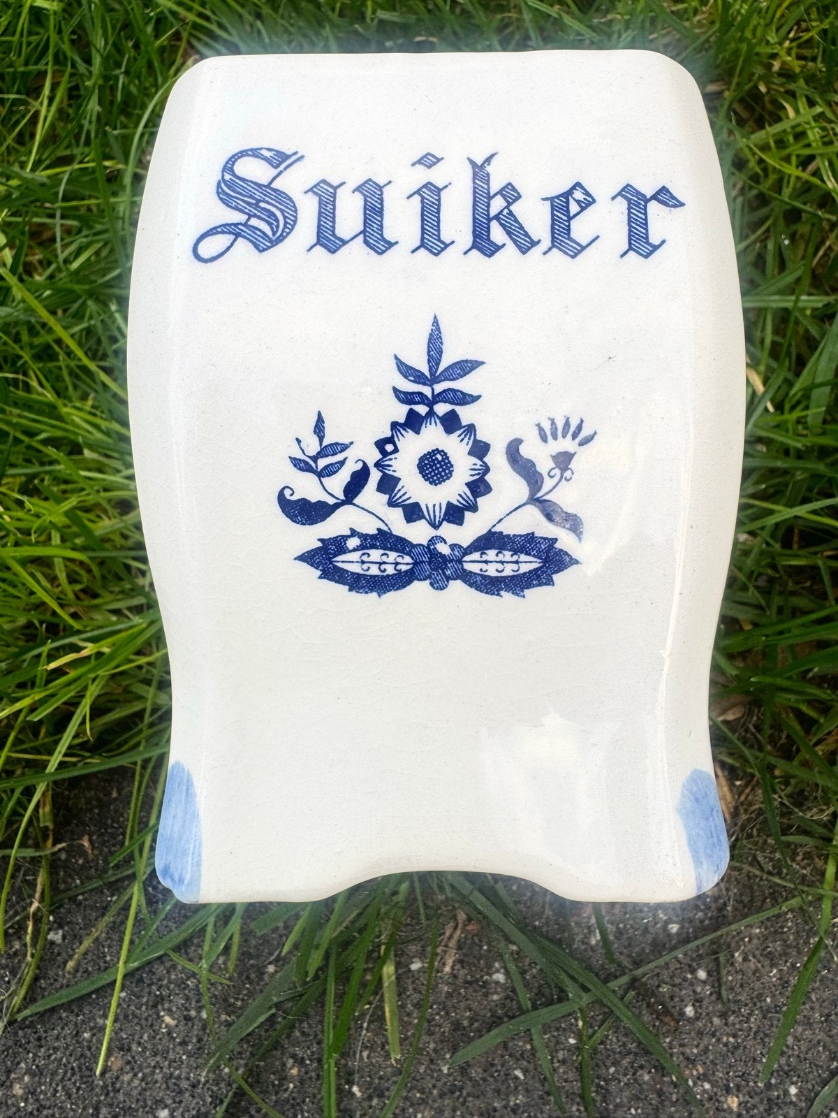 Vintage keramische suikerpot - Delfts blauwe stijl, Ophalen of Verzenden