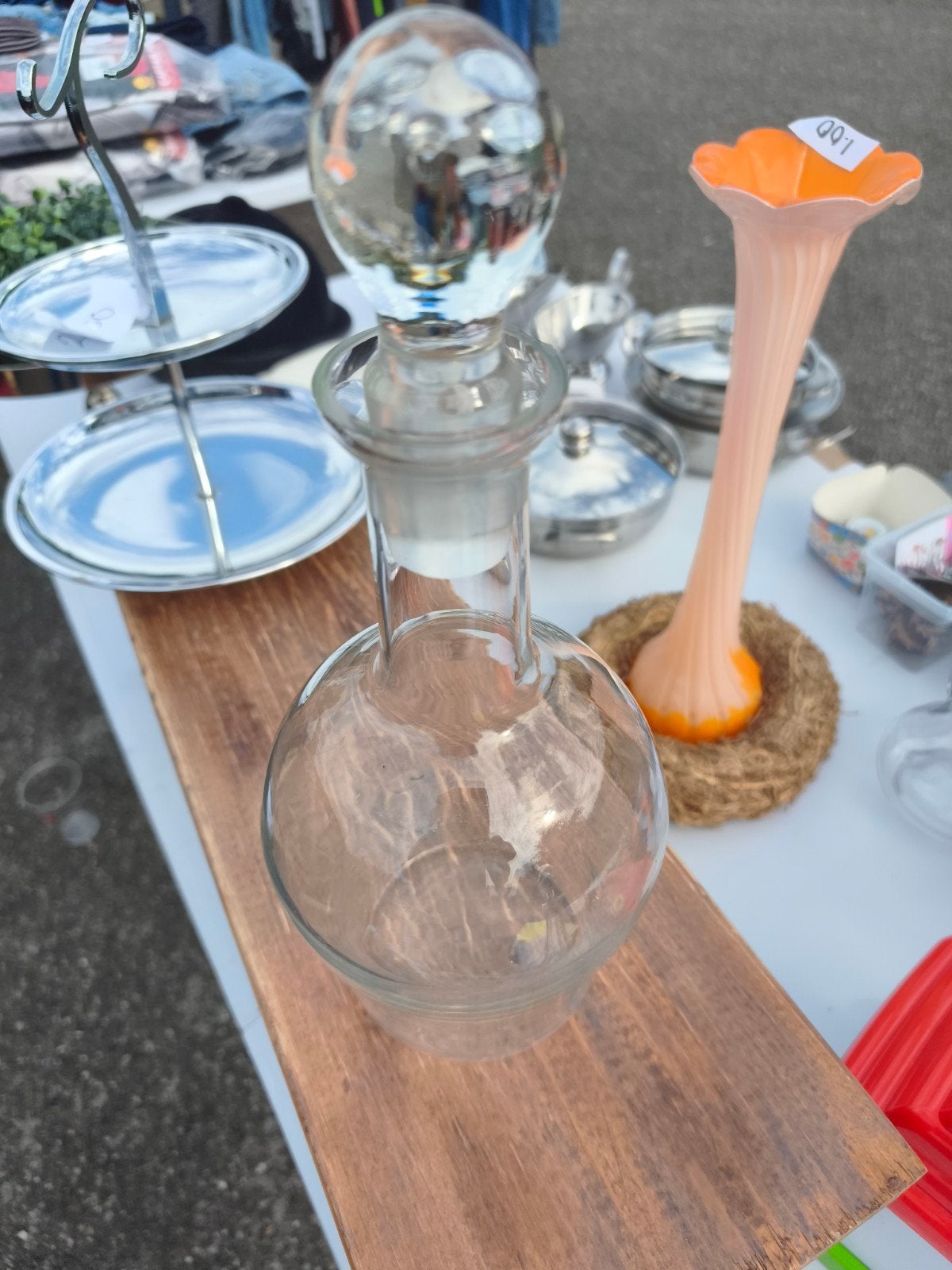 Glazen karaf met stop - Vintage, Ophalen of Verzenden