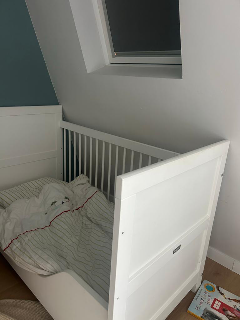 Bopita meegroei bed wit  - in goede staat, Ophalen, Gebruikt, 70 tot 85 cm, 140 tot 160 cm
