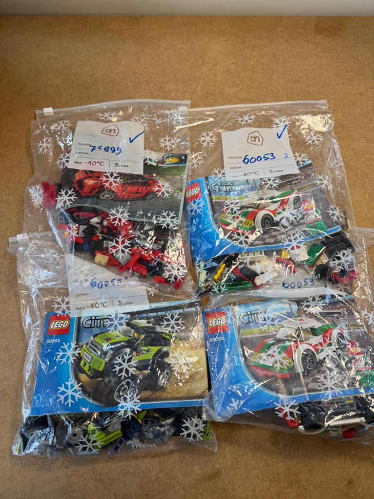4 LEGO CITY SETS  - RACEAUTO’s, Kinderen en Baby's, Speelgoed | Duplo en Lego, City, Lego, Ophalen of Verzenden, Complete set