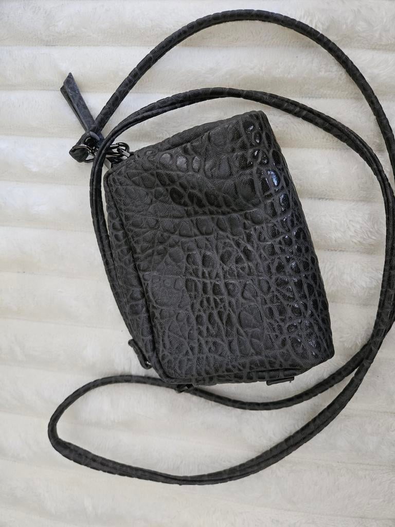 Klein tasje met croco print, Ophalen of Verzenden, Zo goed als nieuw, Grijs