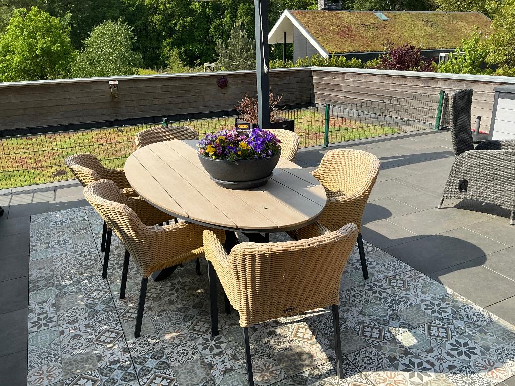 Zeer mooie 6 persoons tuinset, Tuin en Terras, Ophalen, 6 zitplaatsen, Zo goed als nieuw, Wicker