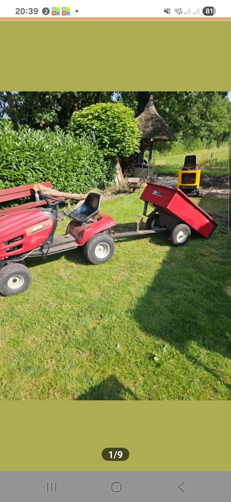 zitmaaier met aanhanger opknapper, Tuin en Terras, Grasmaaiers, Ophalen, Cirkelmaaier, Gebruikt, Onbekend