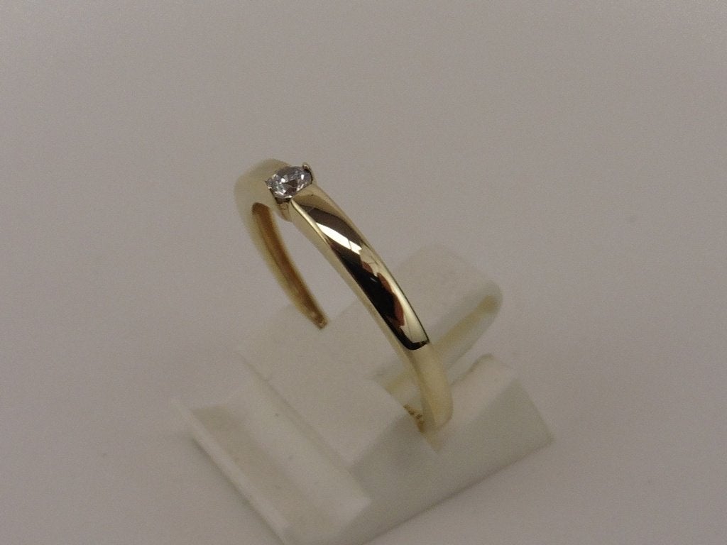 Gouden damesring met zirkonia                            G43, Gebruikt, ., Ophalen of Verzenden, Dame