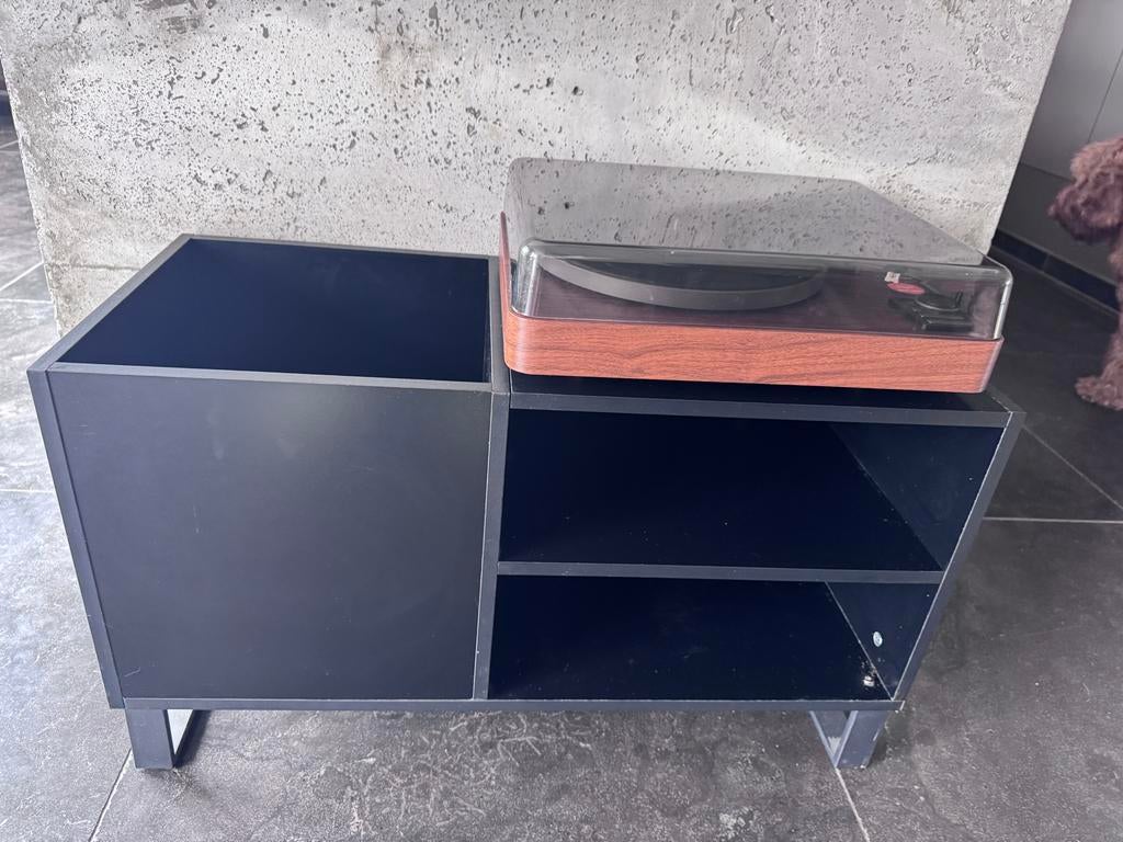 Kastje voor platenspeler en platen - Zwart, Huis en Inrichting, Kasten | Televisiemeubels, Ophalen, Gebruikt, 50 tot 100 cm, Minder dan 100 cm