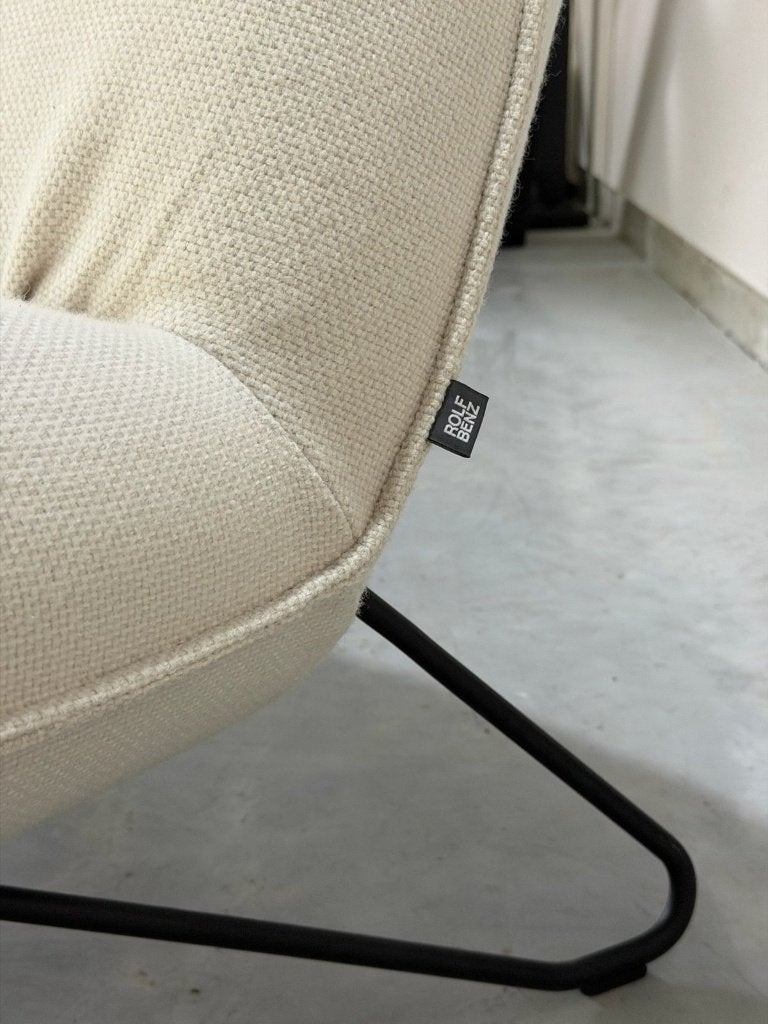 Rolf Benz Freistil 394 fauteuil - crèmekleurige stof, Ophalen, Gebruikt, Kunststof, 75 tot 100 cm