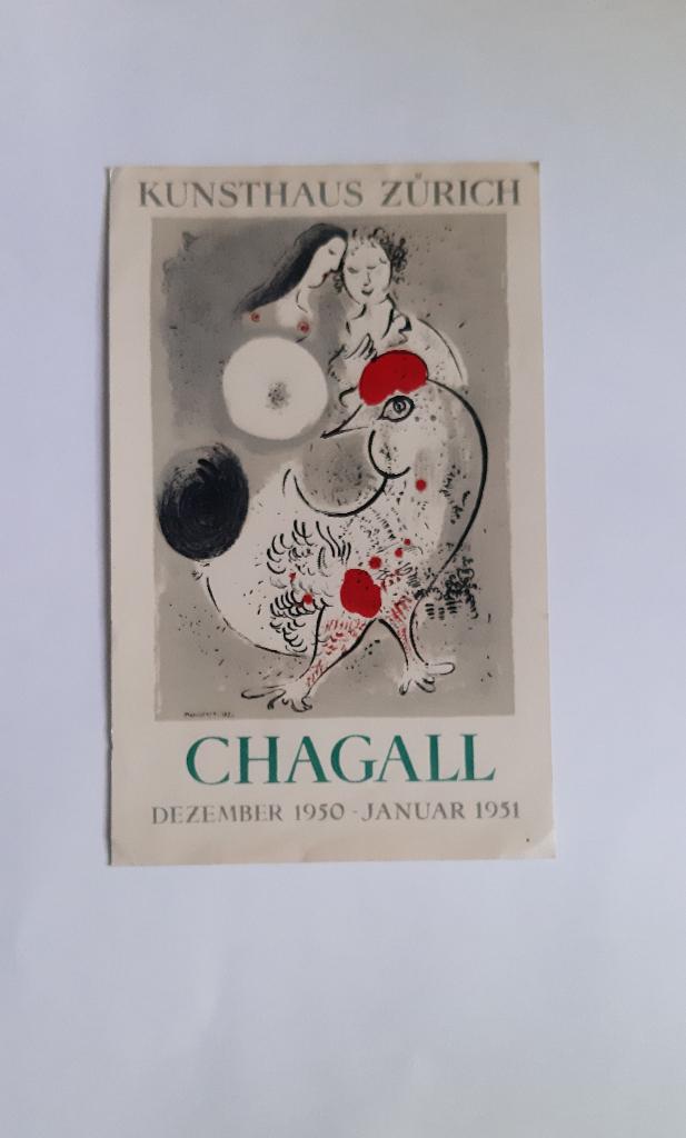 Chagall lithografische miniposter. 10x17,5 cm, Rechthoekig Staand, Verzenden, A4 of kleiner, Zo goed als nieuw