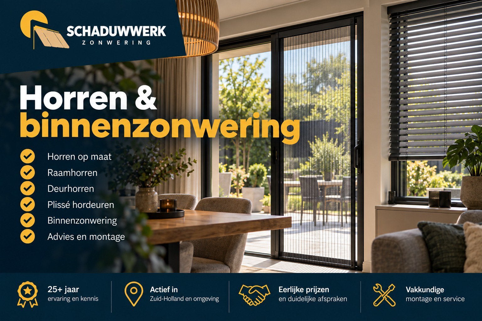 Horren & Binnenzonwering | Op maat & Montage, Ophalen, Blauw, Koordbediening