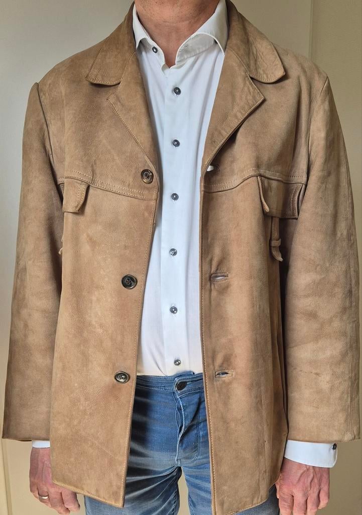 Vintage leren jas/colbert mt 54, Ophalen of Verzenden, Maat 52/54 (L), Bruin