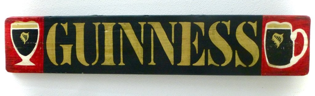Handgeschilderd houten Irish pub bord / GUINNESS / mancave, Reclamebord, Ophalen of Verzenden, Zo goed als nieuw, B6