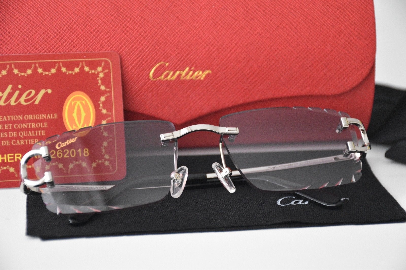 Cartier brilmontuur - Zilverkleurig, randloos design, Overige merken, Verzenden, Zwart, Zo goed als nieuw