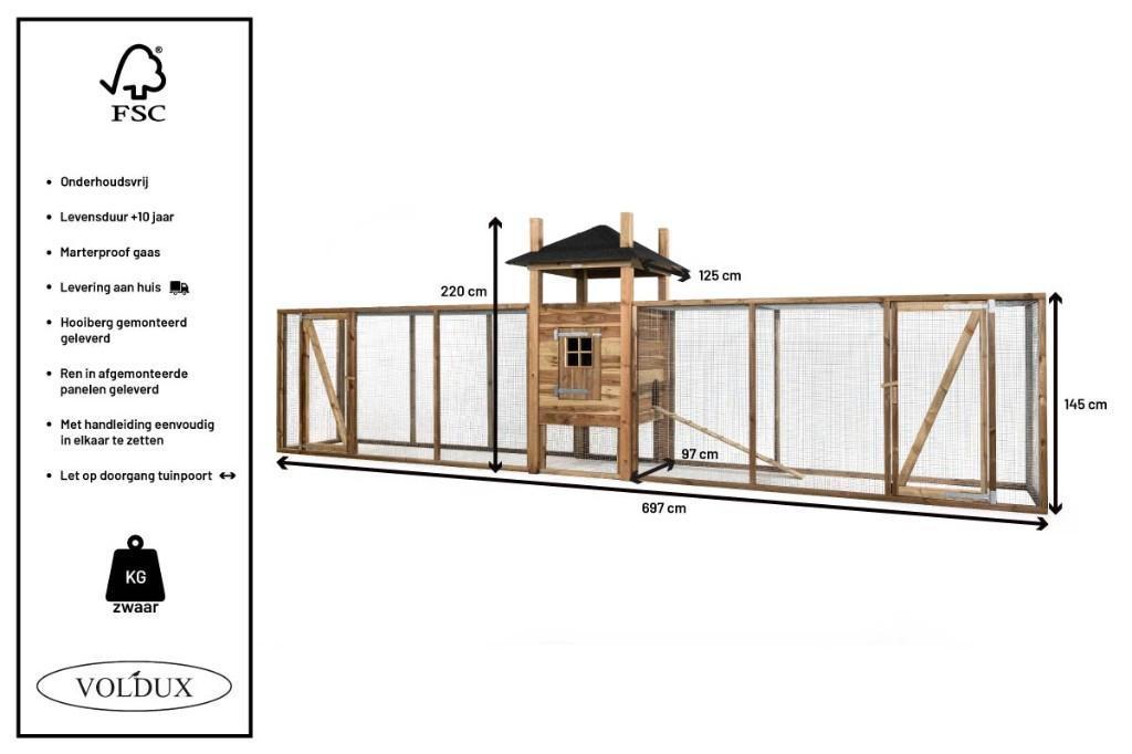 Groot Konijnenhok Hooiberg Fien XXL, Dieren en Toebehoren, Knaagdieren en Konijnen | Hokken en Kooien, 110 cm of meer, Nieuw, Ophalen of Verzenden