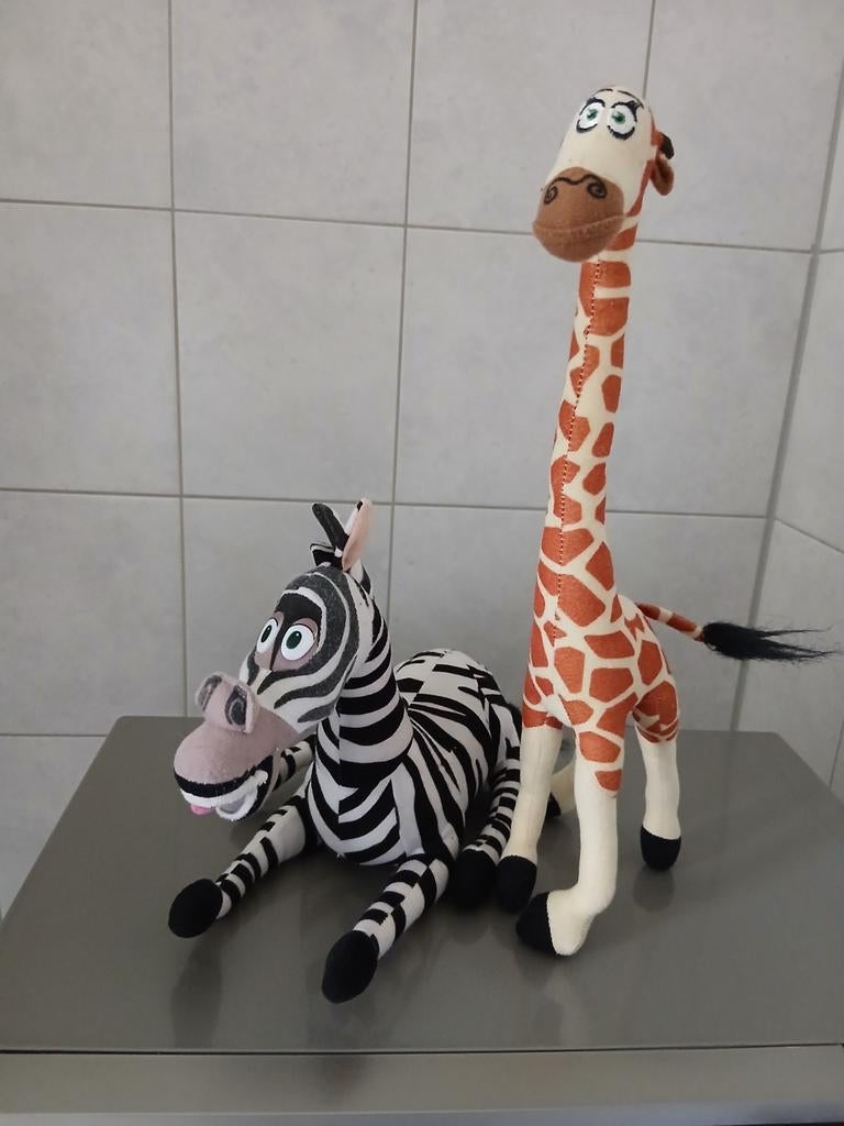Madagascar Knuffels: Marty de Zebra en Melman de Giraffe, Kinderen en Baby's, Speelgoed | Knuffels en Pluche, Ophalen of Verzenden