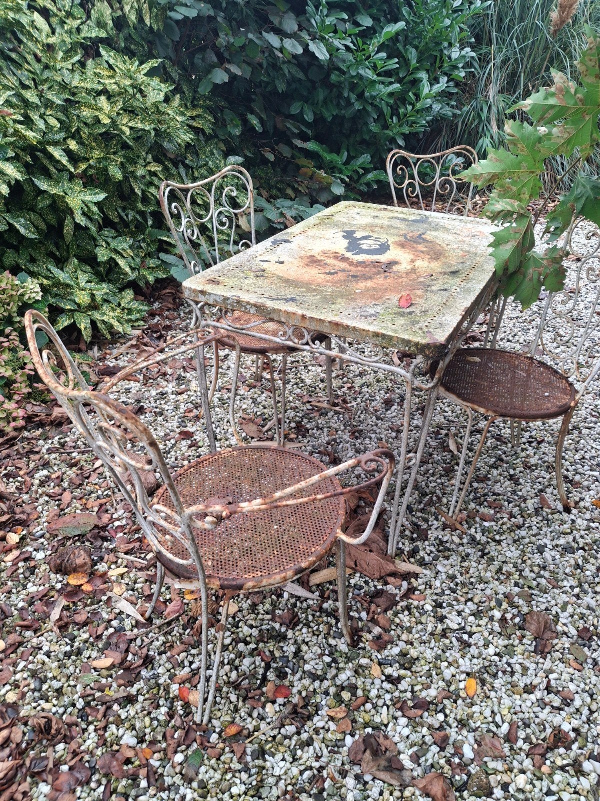 Oude ijzeren tuinset - opknapper, Tuin en Terras, Ophalen, Gebruikt, Tuinset, Eettafel
