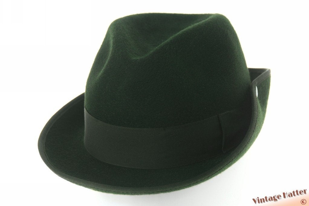 Vintage Gleufhoed met drukknoop Der Schutzenhut groen 55,5, Hoed, 57 cm (M, 7⅛ inch) of minder, Gedragen, Der Schützenhut
