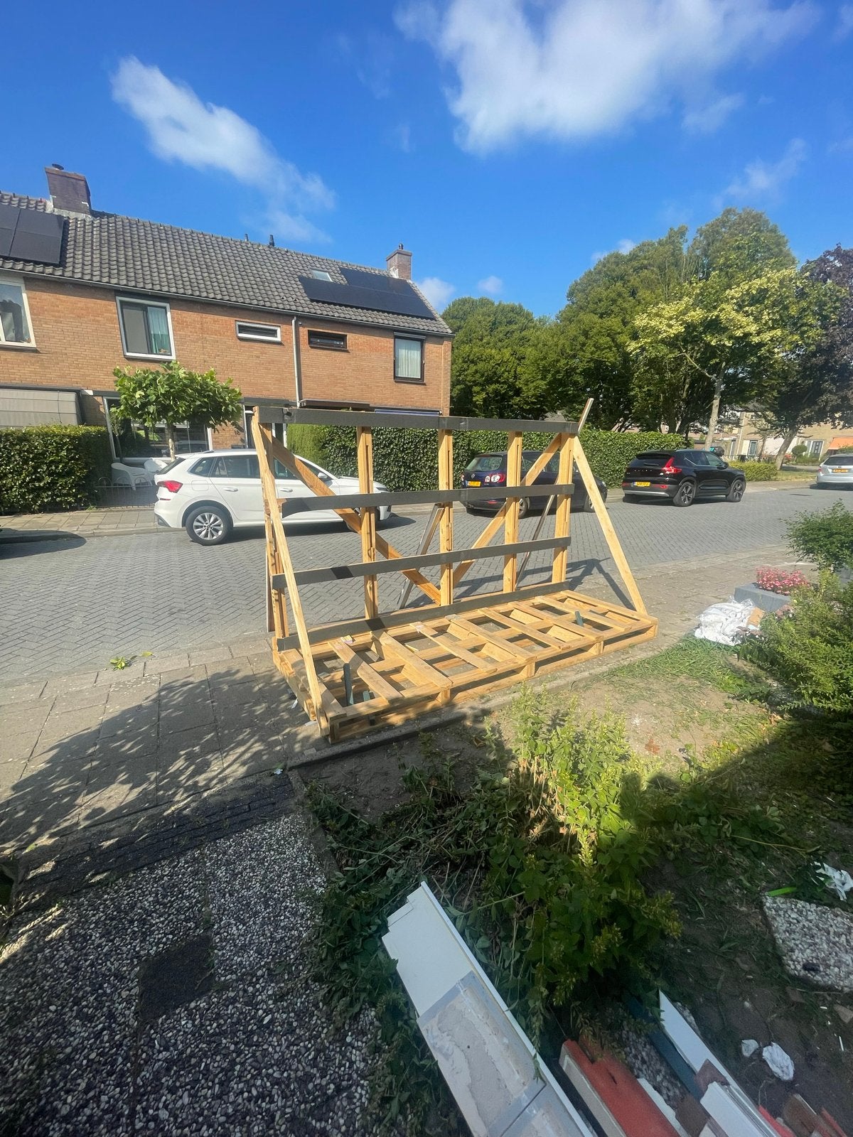 Palethout construtie moet zsm weg, Ophalen, Gebruikt, Overige typen, 200 tot 250 cm