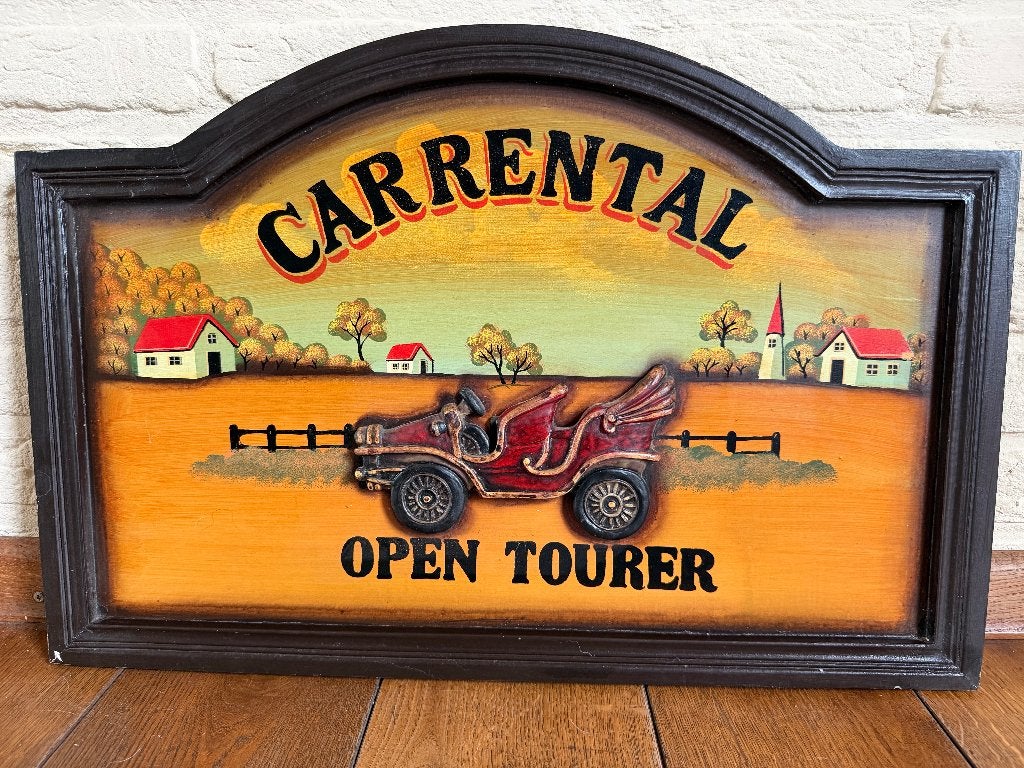 Stoer 3D Wandbord "Carrental Open Tourer" (Mancave), Ophalen of Verzenden