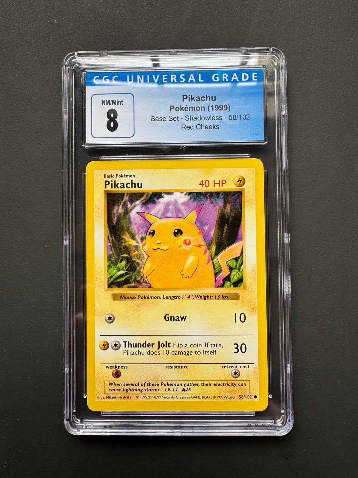 Pokémon Pikachu Red Cheeks Shadowless Base Set, Ophalen of Verzenden, Zo goed als nieuw
