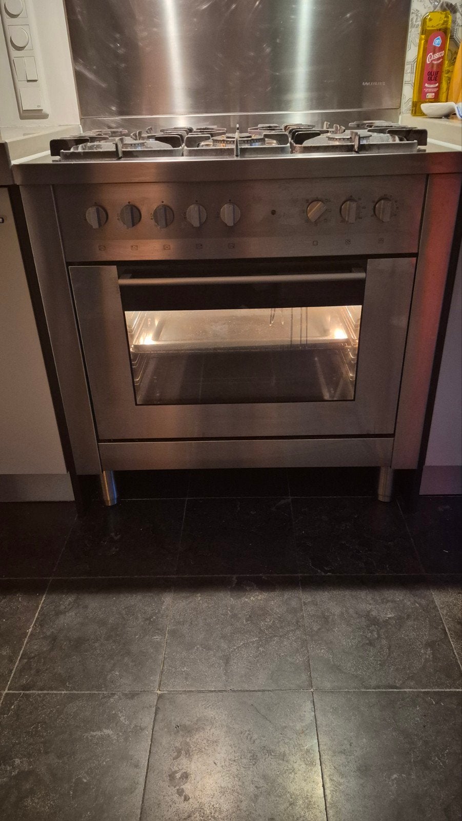 Gasfornuis met 5 pitten en oven, Ophalen, Gebruikt, 60 cm of meer, Gas