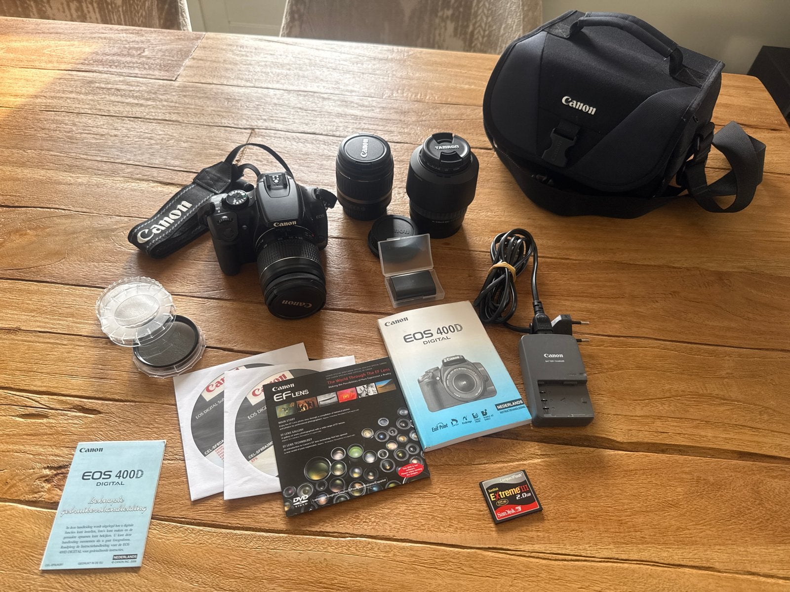 Canon EOS 400D Spiegelreflexcamera met 2 lenzen en accessoir, Spiegelreflex, Canon, Ophalen of Verzenden, Zo goed als nieuw