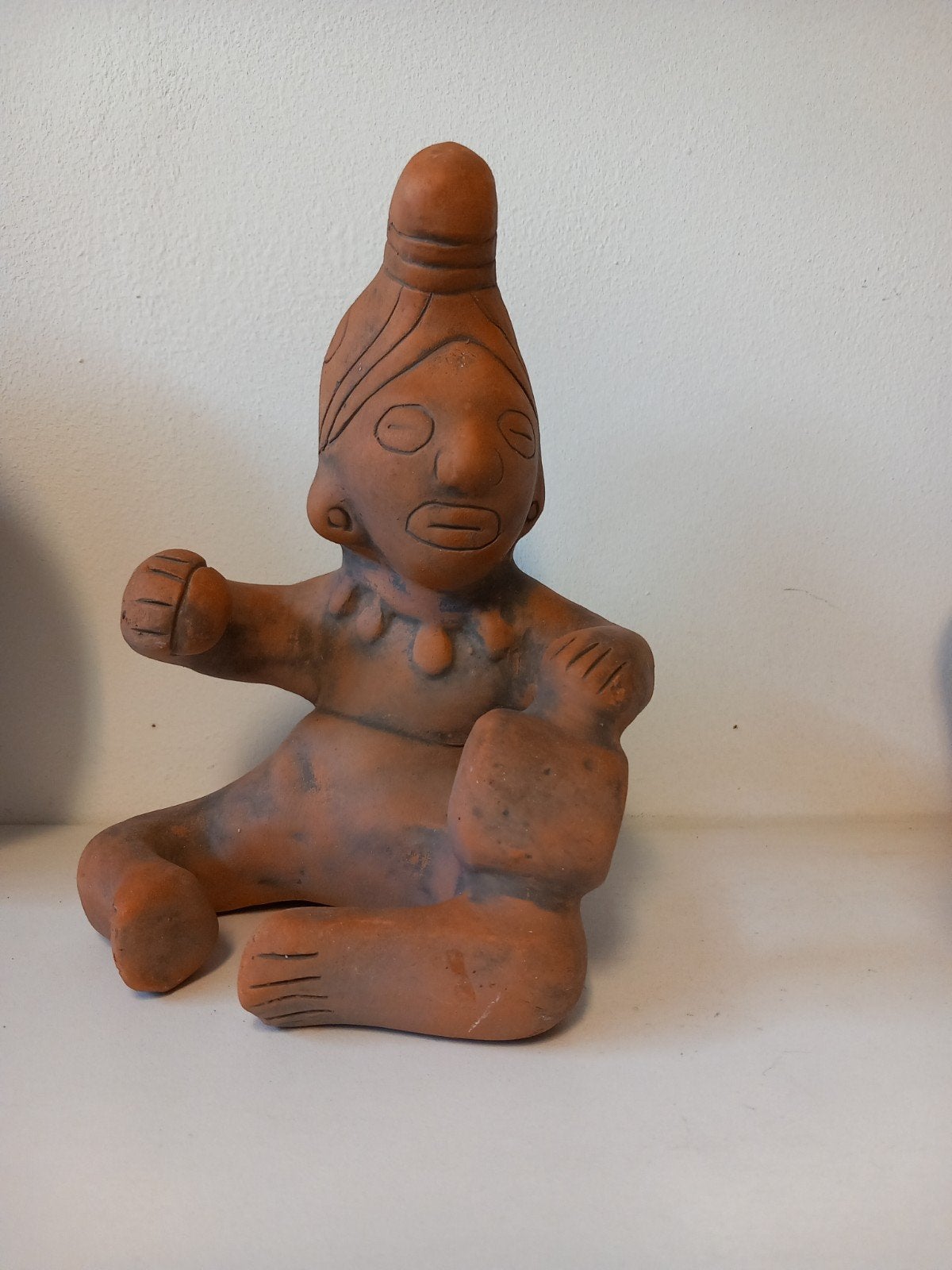 Vintage Mexicaans beeldje van terracotta, Antiek en Kunst, Kunst | Niet-Westerse kunst, Beeld, Mexico, Steen/keramiek, Bruin, Handgemaakt