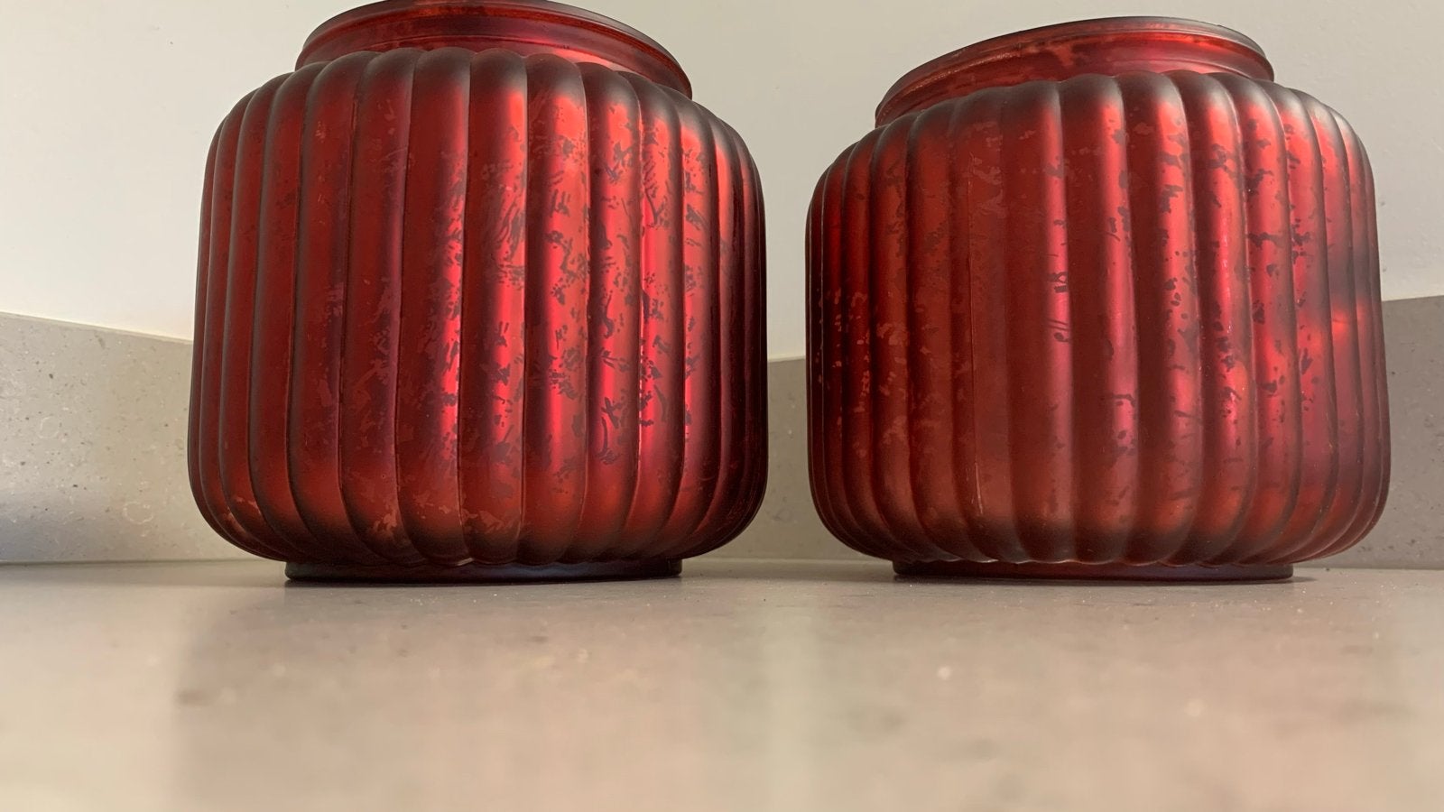Set van 2 rode windlichten - Nieuwstaat, Windlicht, Overige merken, Ophalen of Verzenden, Rood