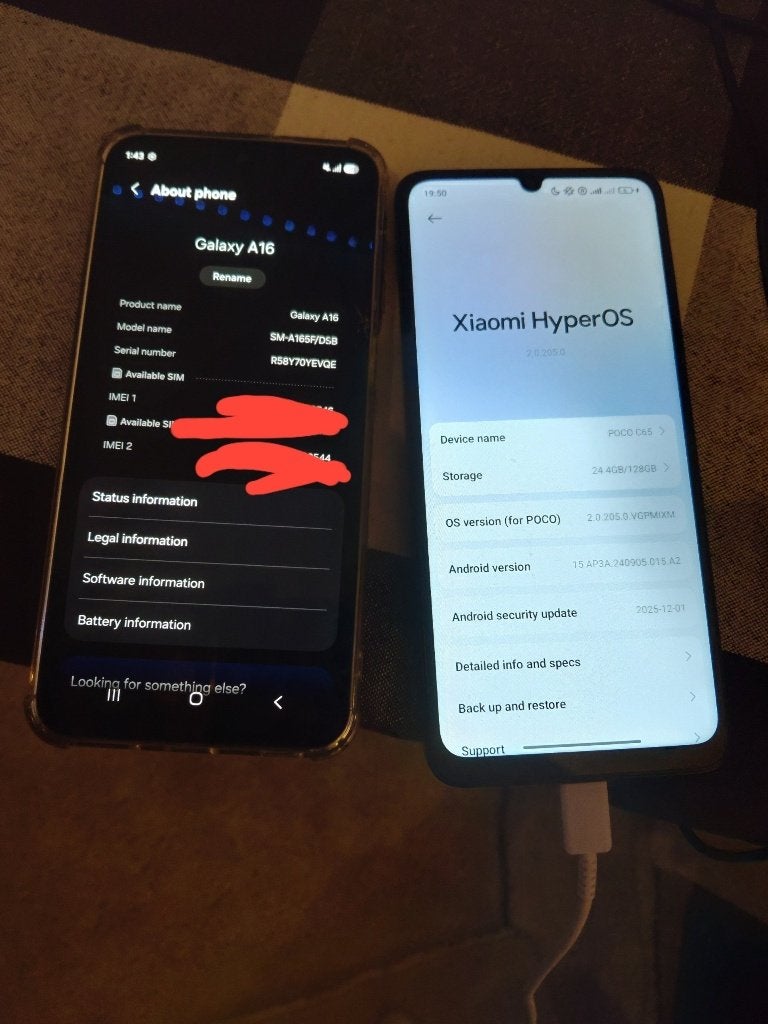 Samsung Galaxy A16 128GB Zwart + POCO C65 (gebruikt!), Gebruikt, Verzenden, Zwart, Touchscreen