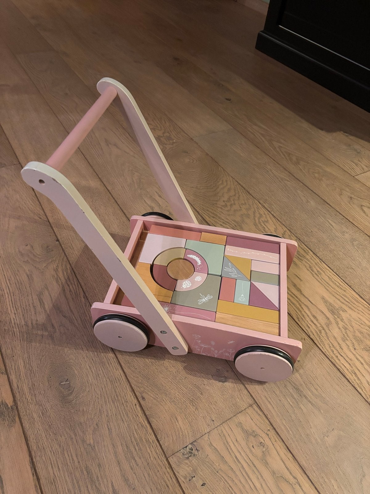 Houten loopwagen met blokken - Little Dutch, Ophalen, Zo goed als nieuw, Overige typen, Met wieltjes