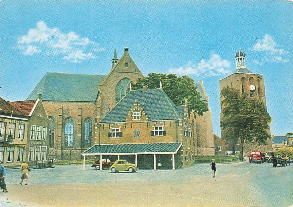 Workum, Waag, Kerk en Toren, Ophalen of Verzenden, 1960 tot 1980, Ongelopen, Friesland