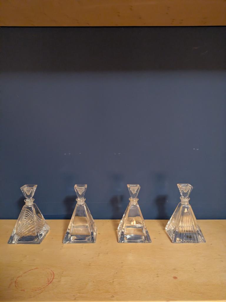 4 RCR Royal Crystal Rock Kristallen Parfum Flesjes Italië, Antiek en Kunst, Antiek | Glas en Kristal, Ophalen of Verzenden