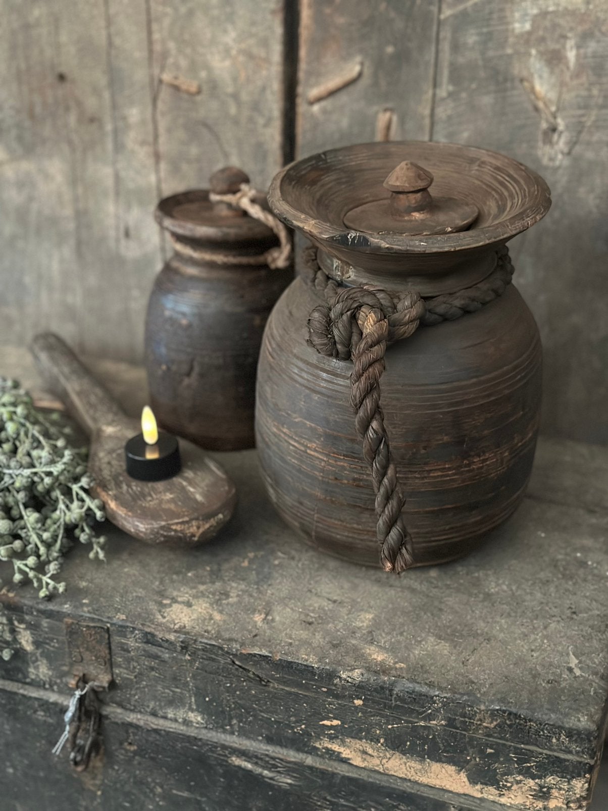 Set oud houten kruikjes, Huis en Inrichting, Woonaccessoires | Overige, Ophalen of Verzenden, Nieuw