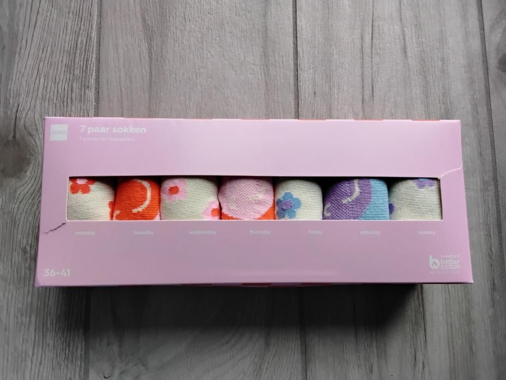 Hema 7 paar sokken met dagen van de week, Hema, Ophalen of Verzenden, Nieuw, Sokken en Kniesokken