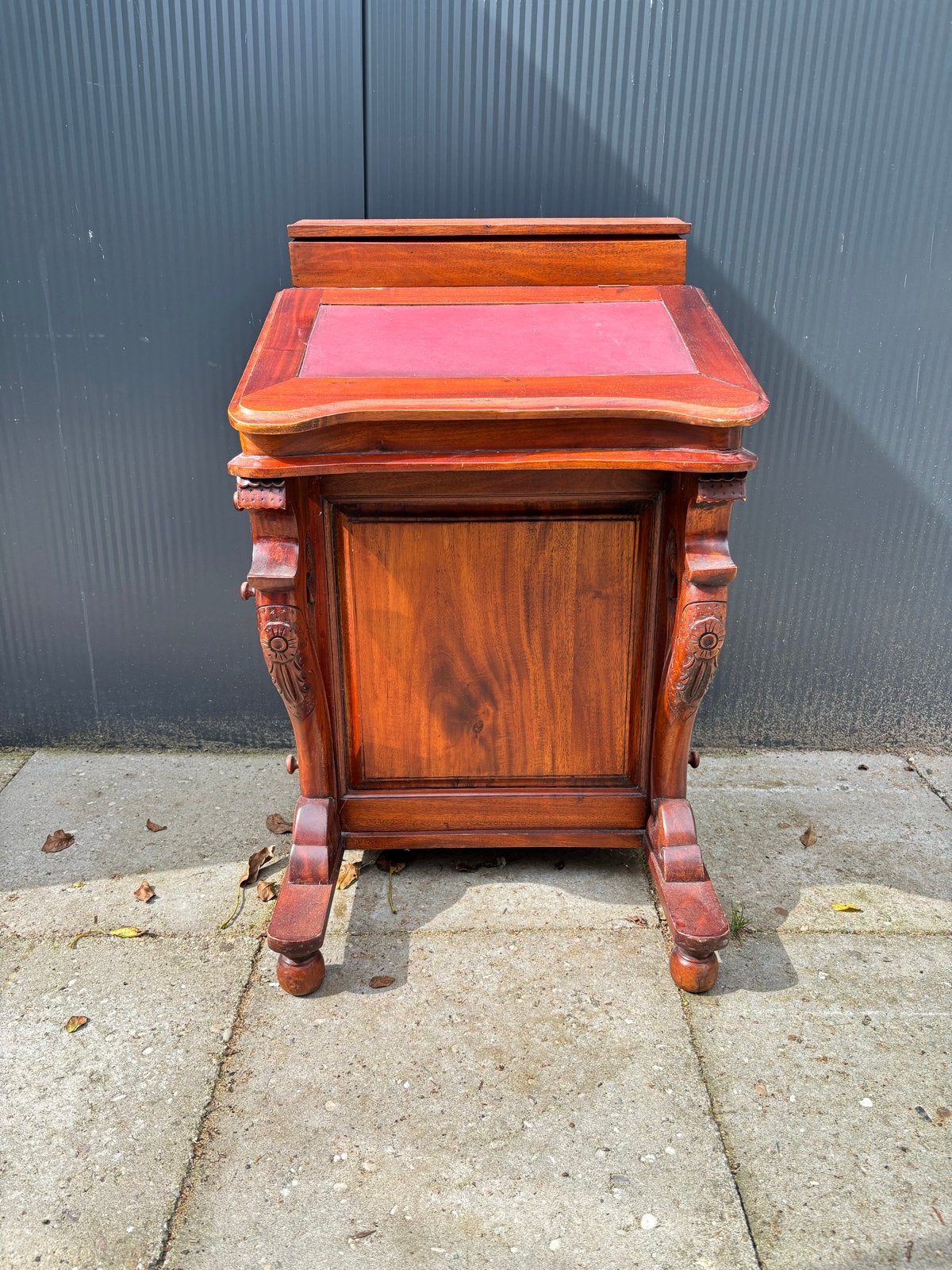 Antiek Davenport Bureau - Mahoniehout met Leer, Ophalen