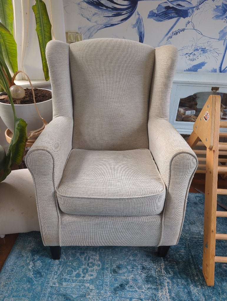 Oor fauteuil, stoel, Huis en Inrichting, Ophalen, Hout, Gebruikt, 75 tot 100 cm