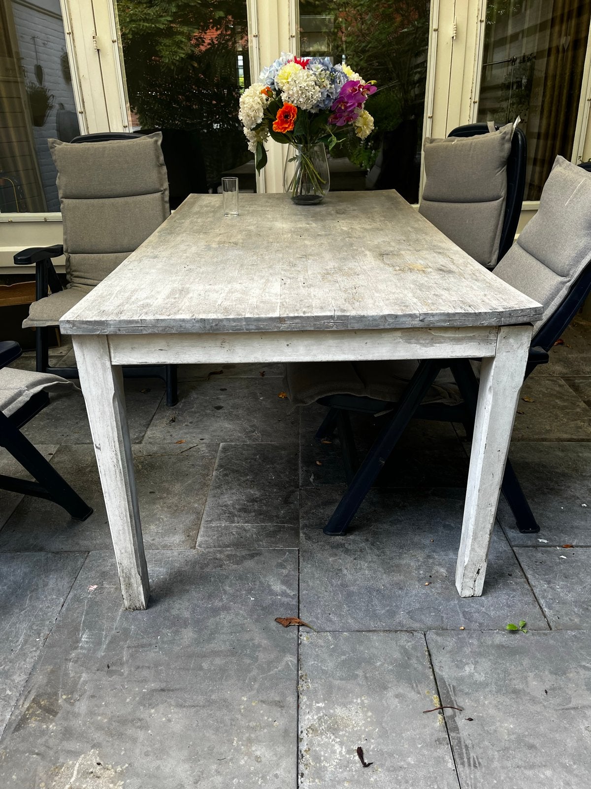 Robuuste Houten Buitentafel - 180x95cm - Gebruikt, Ophalen, Gebruikt, Rechthoekig, Hout
