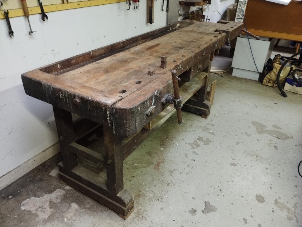Oude houten werkbank, Ophalen, Gebruikt, 70 tot 120 cm, Bankschroef