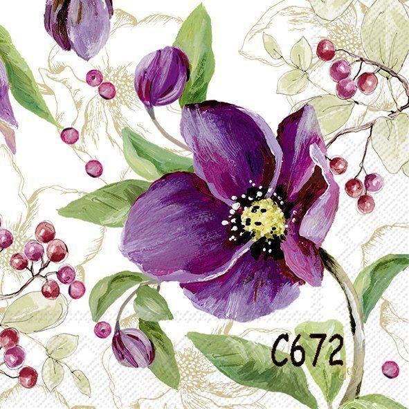 Servetten decoupage/bullet journal * kerstroos + bessen C672, Verzenden, Nieuw